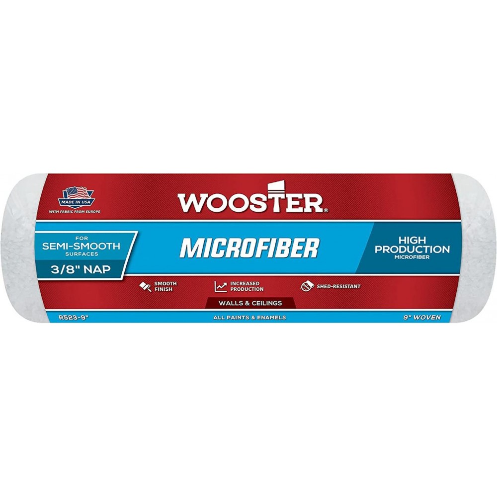 Малярный валик Wooster Micro Plush Microfiber (ТКАНЫЙ) 23 см (9”) ворс 9,5 мм (3/8”) (R523-9) (R523-