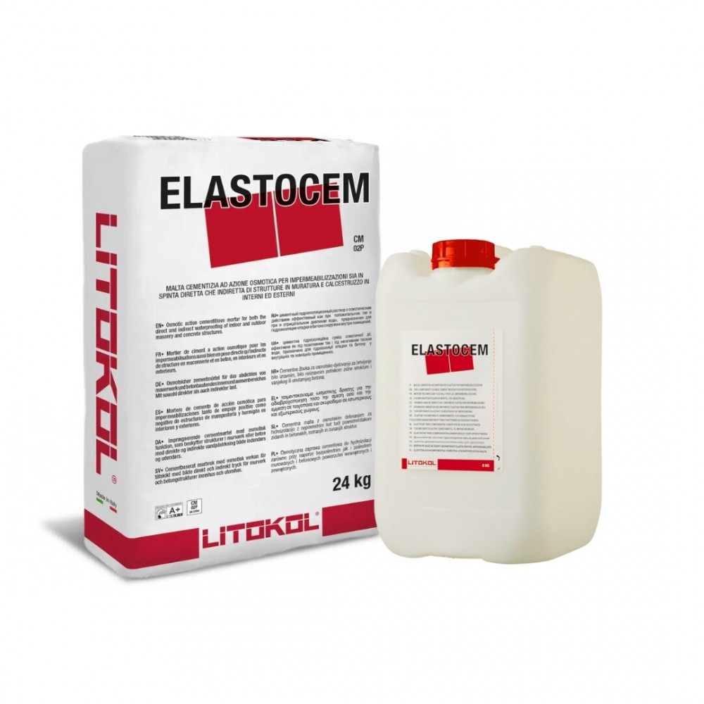 Двухкомпонентная эластичная гидроизоляция Litokol ELASTOCEM A+B 24+8 кг (ELST0024 + ELST0008)