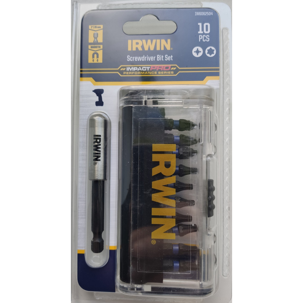 Комплект біт IRWIN IMPACT PRO 1/4"; 25мм (PZ2x3/T20x4/T25х3/утримувач) 10 шт (Tit DVD+R b50)