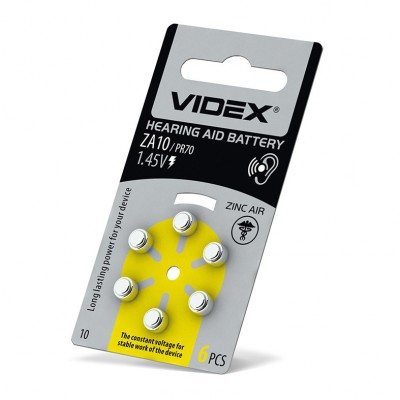 Батарейка повітряно-цинкова Videx ZA10 (PR70) (ціна вказана за 6 шт./блістер) (ZA10 (PR70) B6)