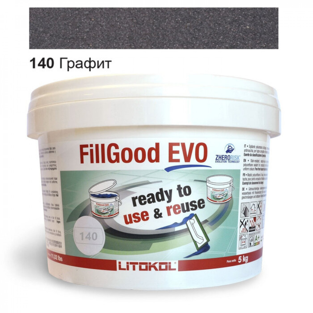 Полиуретановая затирка Litokol FillGood EVO 140 графит 5 кг (FGEVONGR0005)