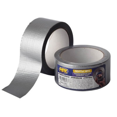 Армированная клейкая лента (сантехнический скотч) HPX Duct Tape Universal 1900 48ммх25м серебристая 