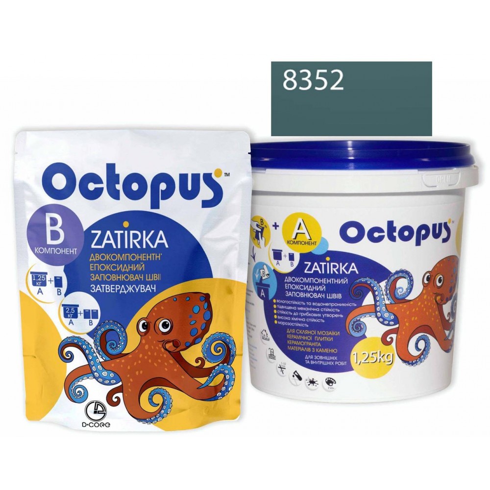 Двокомпонентна епоксидна фуга Octopus Zatirka колір сіро-зелений 8352 1,25 кг (8352-1)