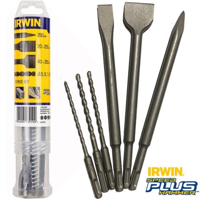 Набор IRWIN SDS PLUS 6 предметов: буры - 5.5/6/7 х160мм|зубила - 250мм пикообразное/лопатка/плоское 
