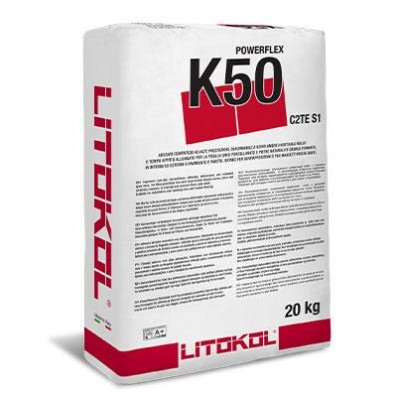 Клей на цементній основі Litokol POWERFLEX K50 C2TES1 20 кг білий (K50B0020)