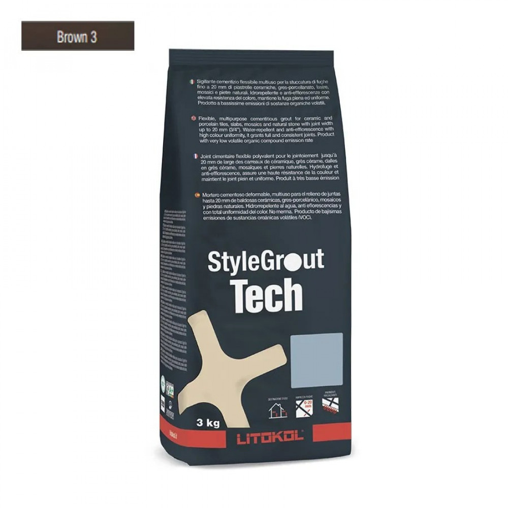 Цементная затирка StyleGrout Tech 0-20 (Brown 3) 3 кг (SGTCHBRW30063)