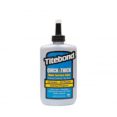 Швидкодіючий густий ПВА клей для дерева Titebond Quick & Thick Multi-Surface Glue D3, білий, 237 мл (2403) (2403)