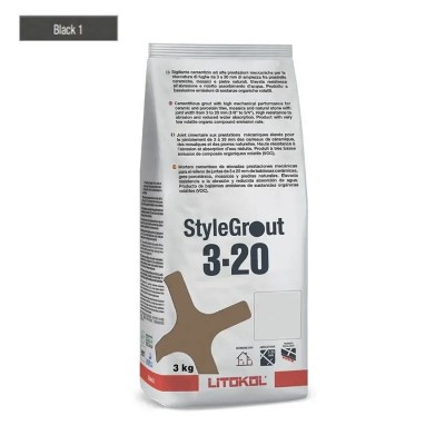 Цементная затирка StyleGrout 3-20 (Black 1) 3 кг (SG320BLK10063)