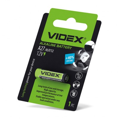 Батарейка лужна Videx А27 (ціна вказана за 1 шт./блістер) (А27 1B)