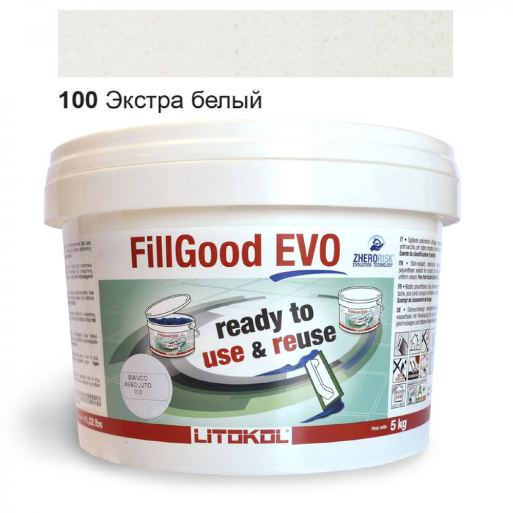 Поліуретанова фуга Litokol FillGood EVO 100 екстра біла 5 кг (FGEVOBSS0005)