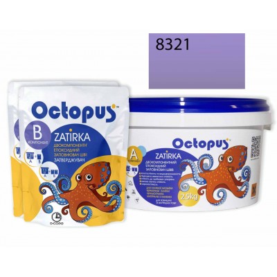 Двухкомпонентная эпоксидная затирка Octopus Zatirka цвет 8321 фиолетово-фиалковый 2,5 кг (8321-2)