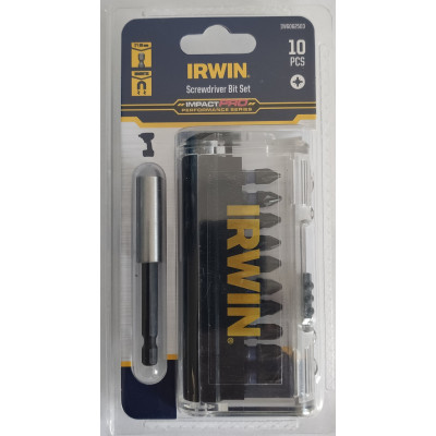 Комплект бит IRWIN IMPACT PRO 1/4"; 25мм (PZ1х2 / PZ2х5 / PZ3х2 / держатель) 10 шт (IW6062503)