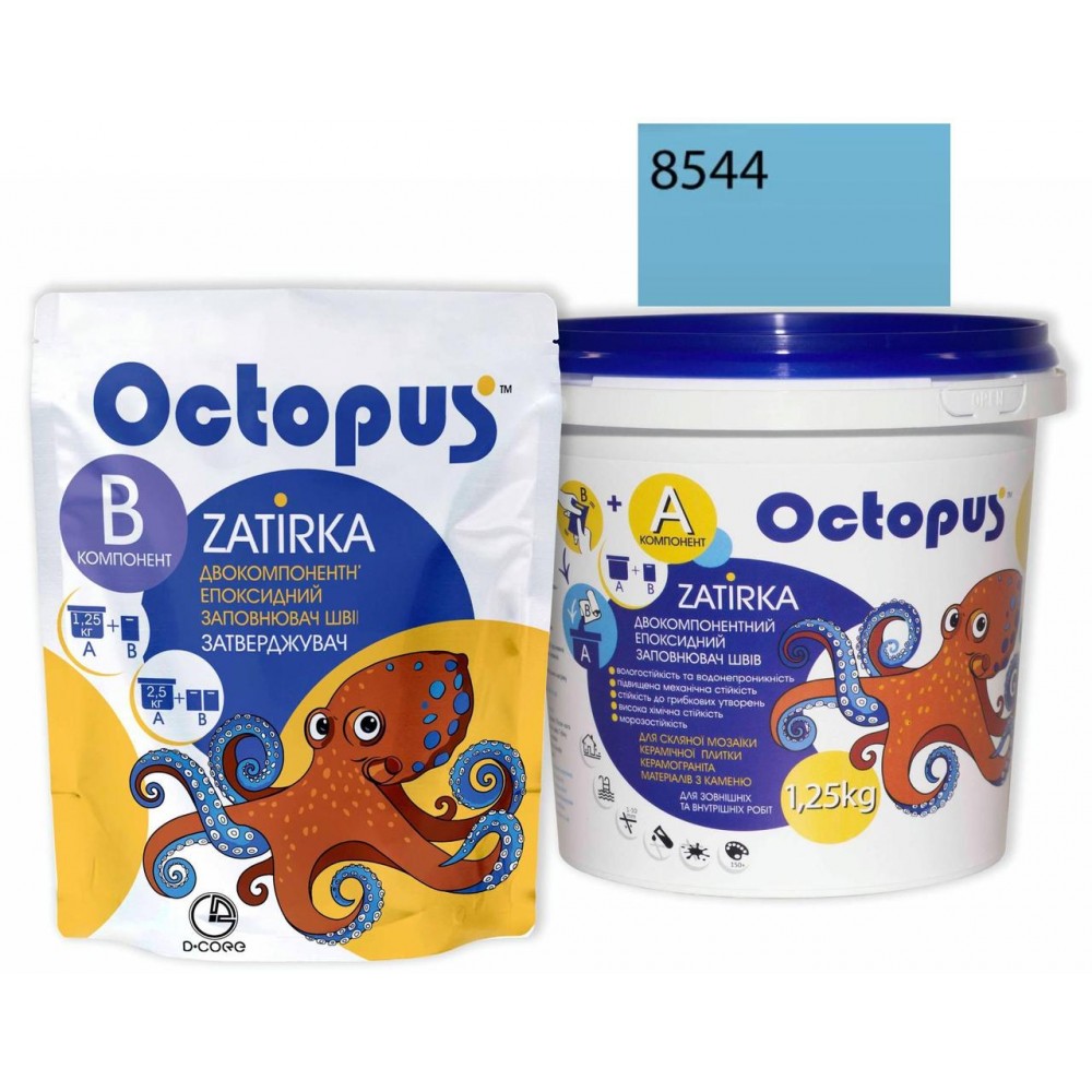 Двухкомпонентная эпоксидная затирка Octopus Zatirka цвет голубой 8544 1,25 кг (8544-1)