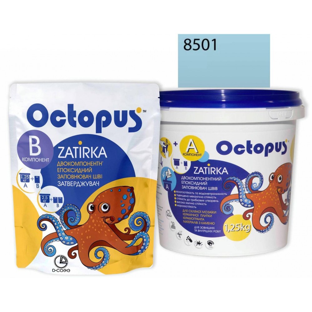 Двухкомпонентная эпоксидная затирка Octopus Zatirka цвет бирюзовый океан 8501 1,25 кг (8501-1)