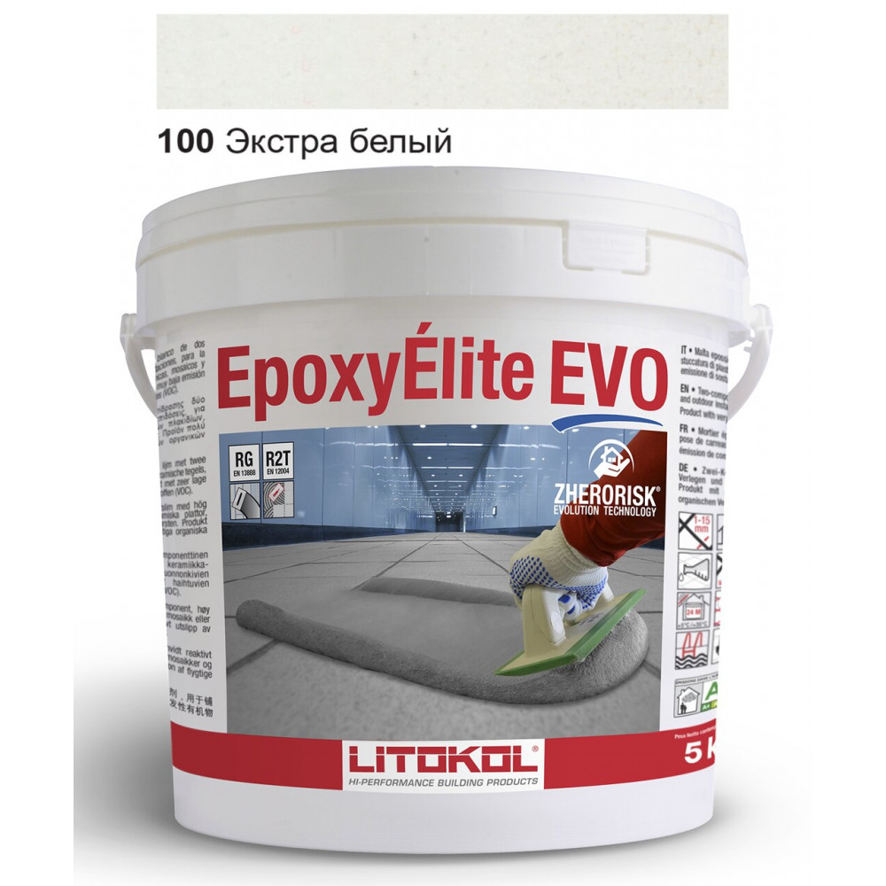 Епоксидна фуга Litokol Epoxyelite EVO c.100 двокомпонентна екстра біла 5кг (EEEVOBSS0005)