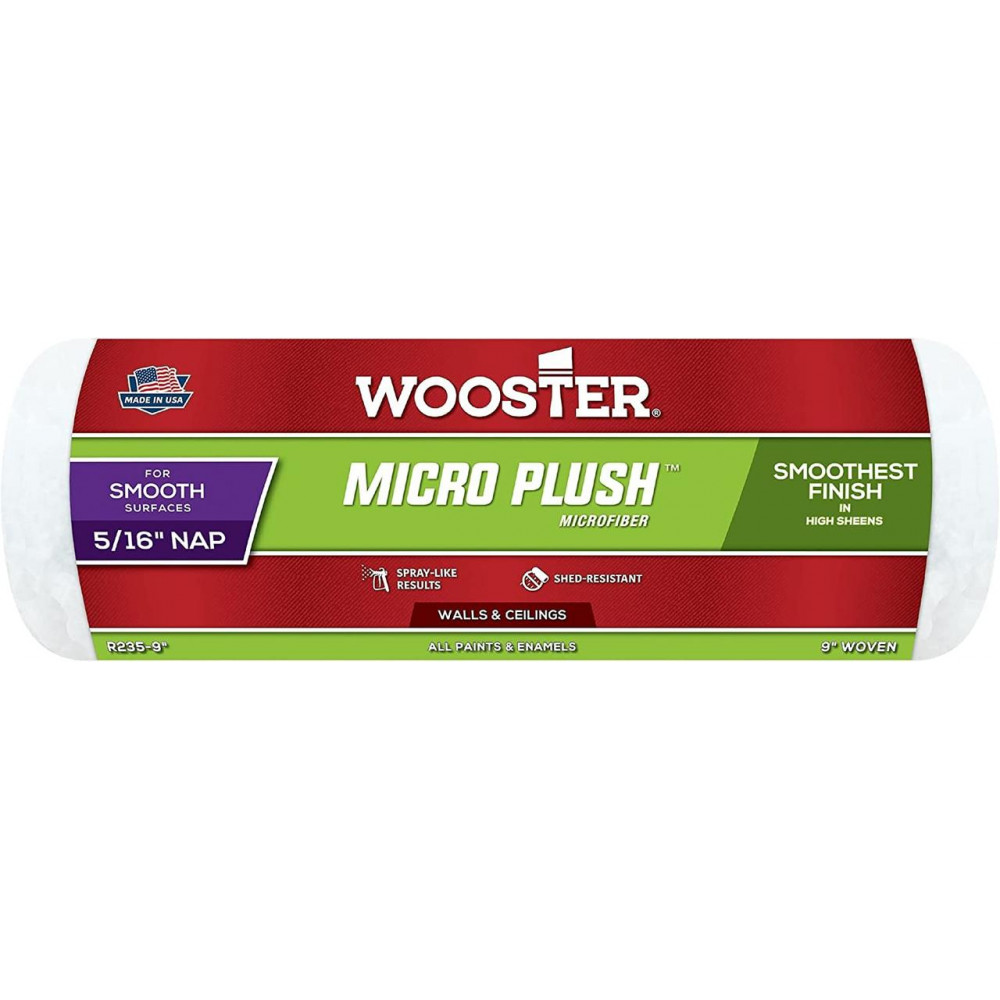 Малярный валик Wooster Micro Plush Microfiber (ТКАНЫЙ) 23 см (9”) ворс 8 мм (5/16”) (R235) (R235)