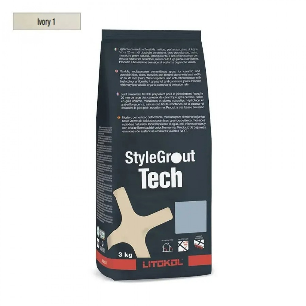 Цементна фуга StyleGrout Tech 0-20 (Ivory 1) 3 кг (SGTCHIVR10063)