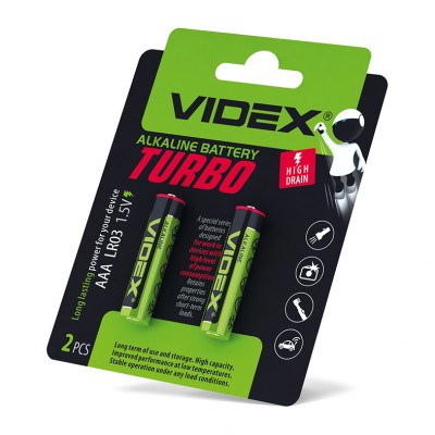 Батарейка щелочная Videx LR03/AAA Turbo (цена указана за 2 шт./блистер) (LR03T/AAA 2B)