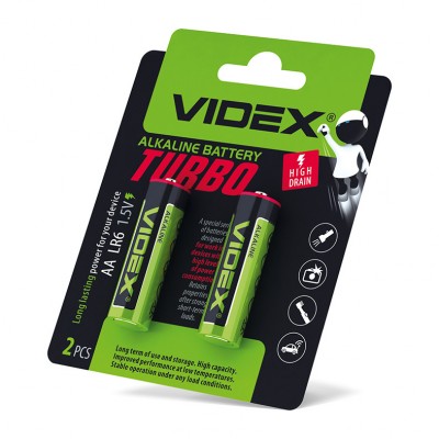 Батарейка щелочная Videx LR6/AA Turbo (цена указана за 2 шт./блистер) (LR6T/AA 2B)