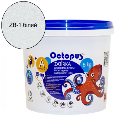 Двокомпонентна епоксидна фуга Octopus Zatirka колір білий 5 кг. (ZB1p)