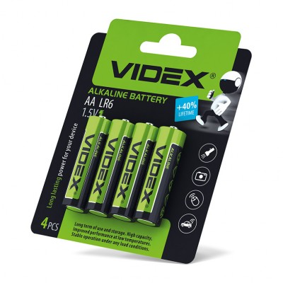 Батарейка лужна Videx LR6/AA (ціна вказана за 4 шт./блістер) (LR6/AA 4pcs BC)