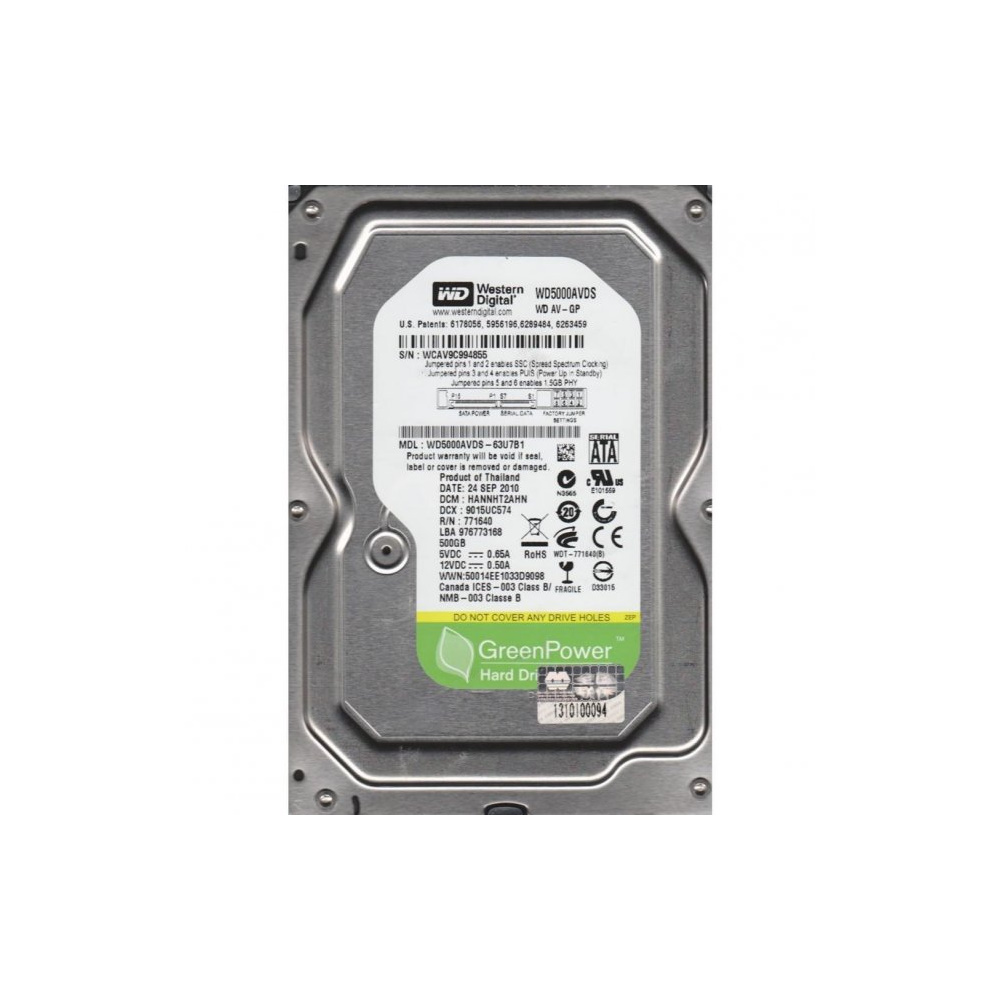 Накопичувач HDD 3.5" WD AV-GP 500GB SATA 32MB (WD5000AVDS) Refurbishe