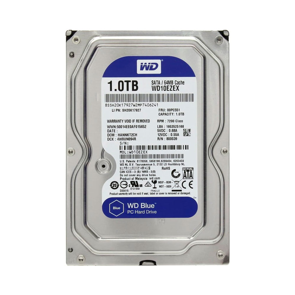 Накопичувач HDD SATA 1.0TB WD Blue 7200rpm 64MB (WD10EZEX)