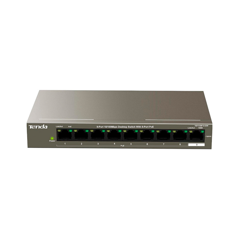 Комутатор Tenda TEF1109P-8-63W
