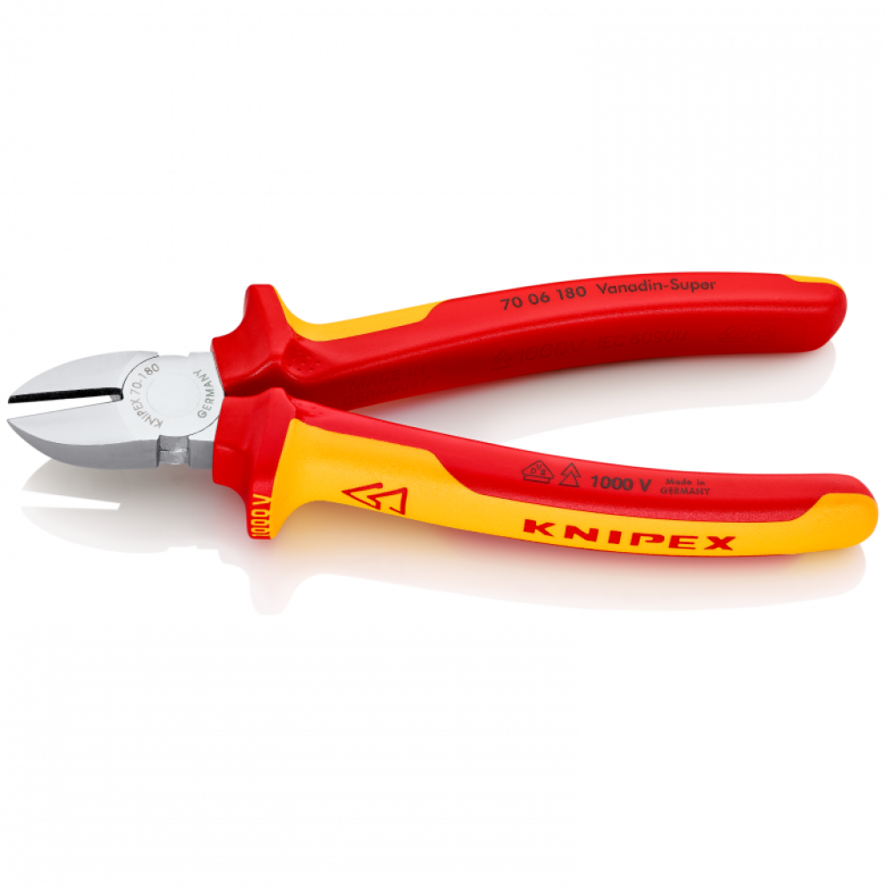 Кусачки бічні Knipex VDE (хромовані), 180 мм (70 06 180)