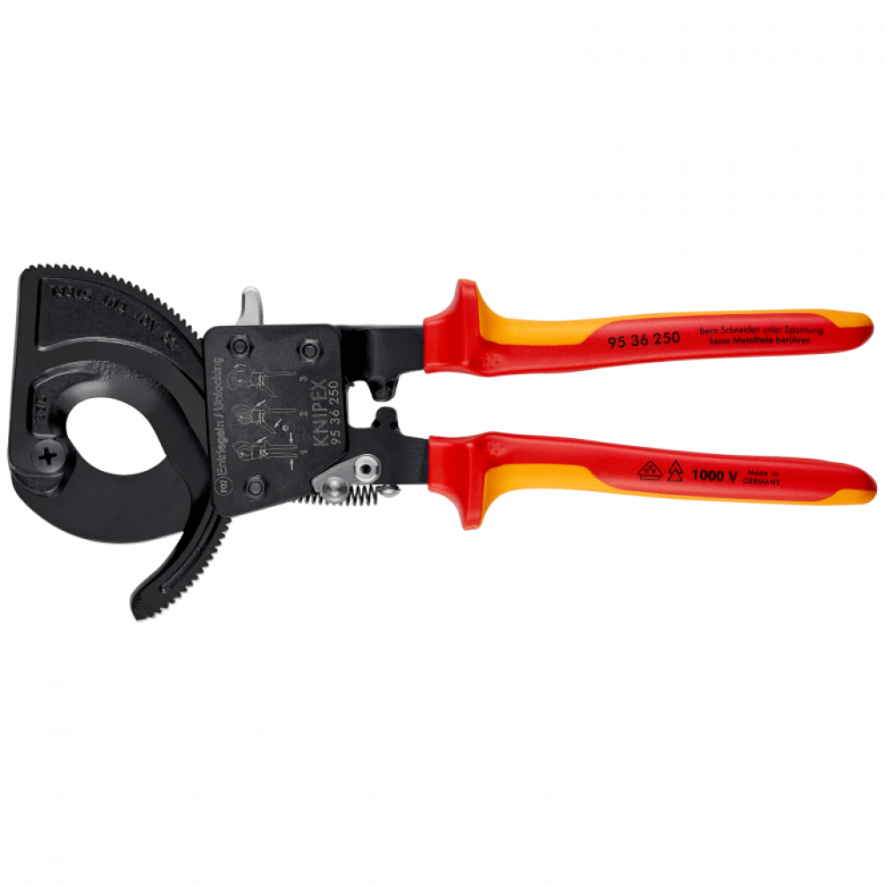 Ножницы для резки кабелей Knipex VDE (с рычажным механизмом), 250 мм (95 36 250)
