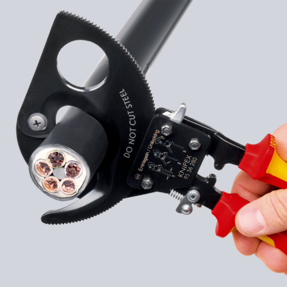 Ножиці для різання кабелів Knipex VDE (з механізмом важеля) Ø 52 мм / 380 мм² (95 36 280)