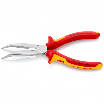 Плоскі круглогубці Knipex VDE з ріжучими кромками (хромовані), 200 мм (26 16 200)