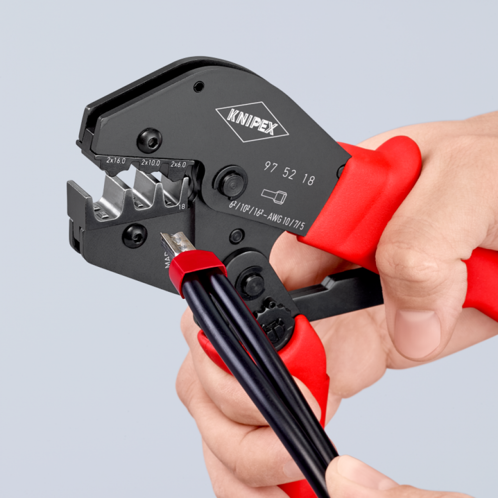 Пресс-клещи Knipex для опрессвки кабельных наконечников (0,25-6,0 мм²), L-250 мм (97 52 18)