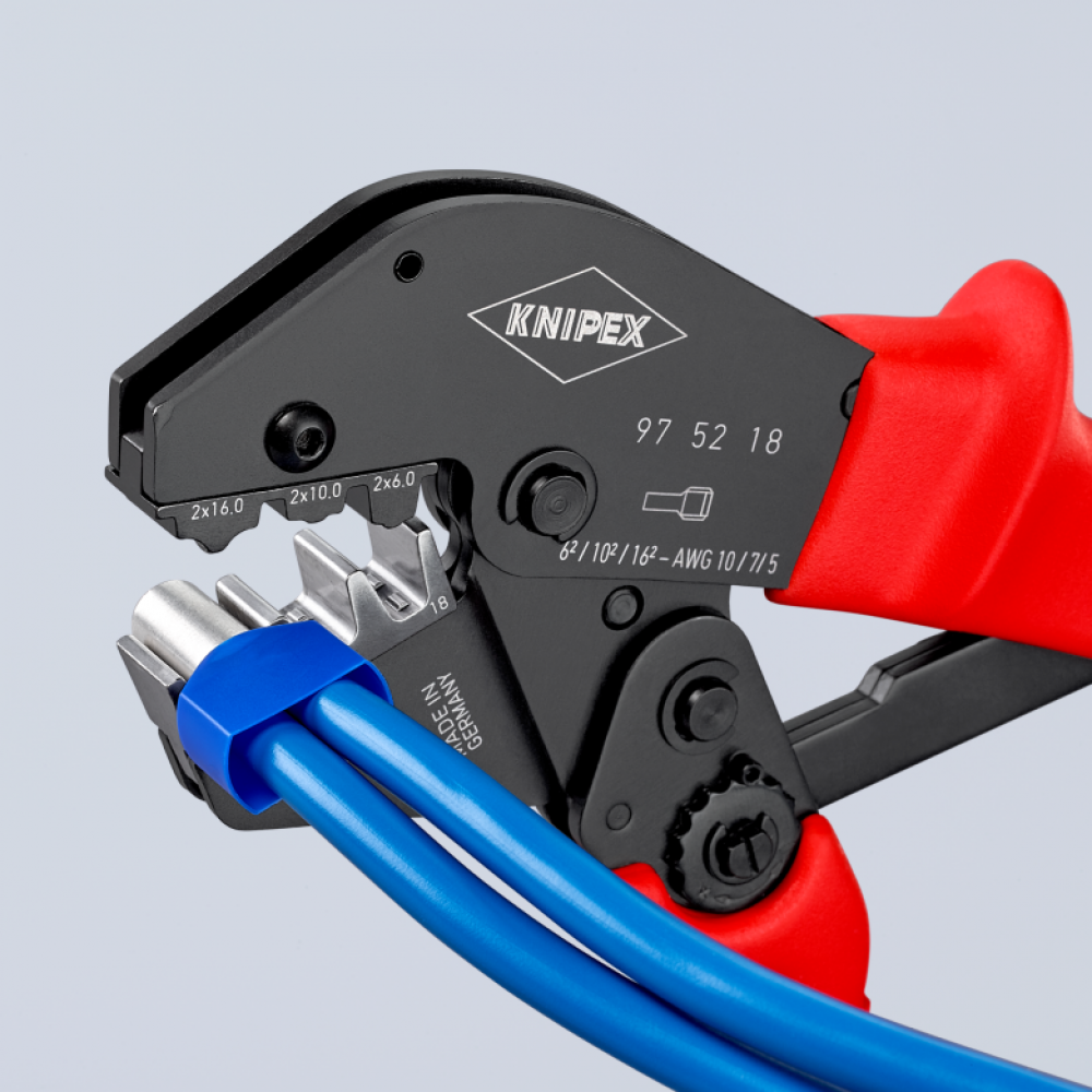 Пресс-клещи Knipex для опрессвки кабельных наконечников (0,25-6,0 мм²), L-250 мм (97 52 18)