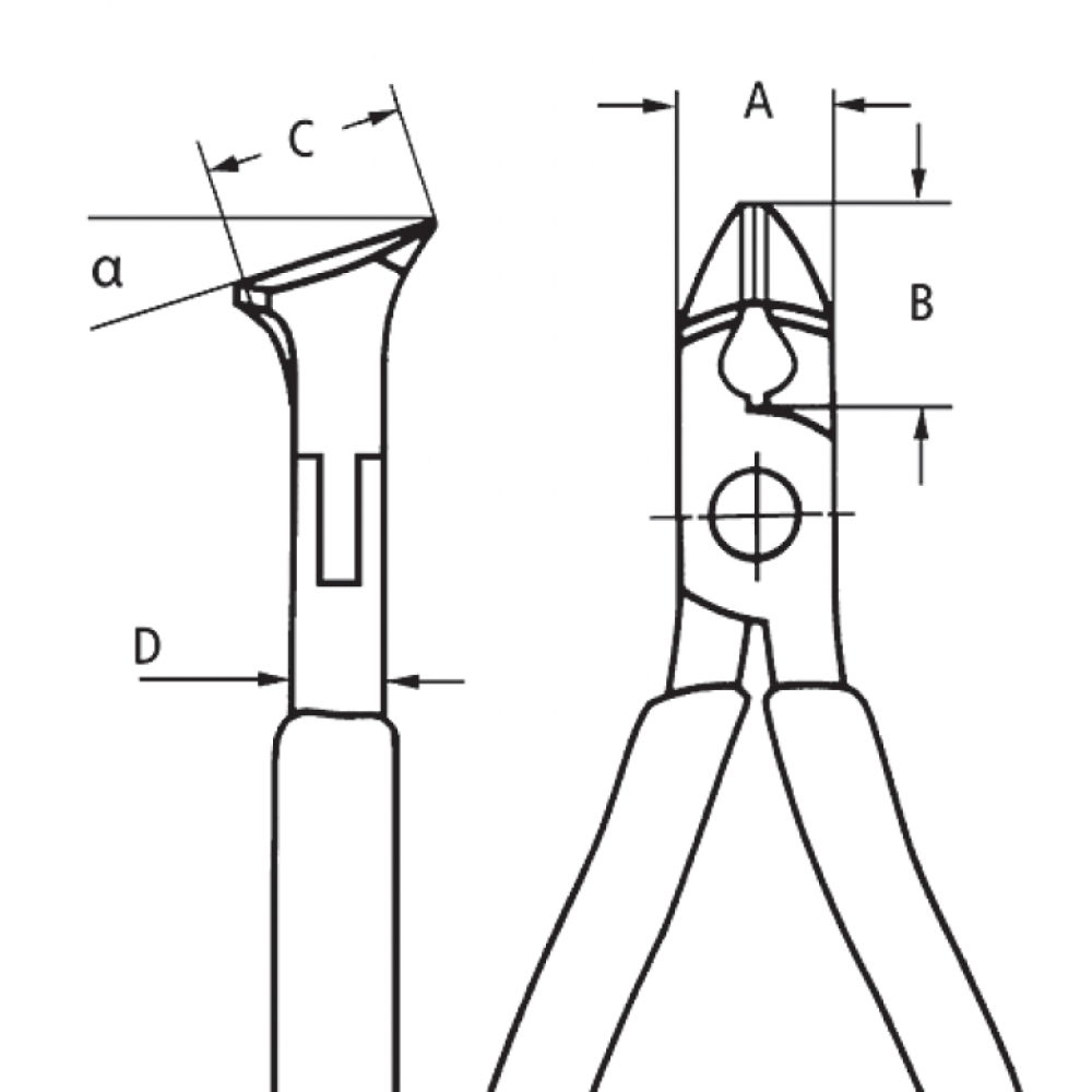 Кусачки кутові Knipex для електроніки, 120 мм (62 12 120)