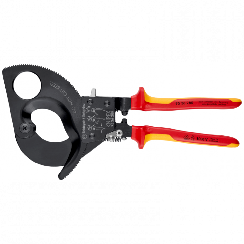 Ножиці для різання кабелів Knipex VDE (з механізмом важеля) Ø 52 мм / 380 мм² (95 36 280)