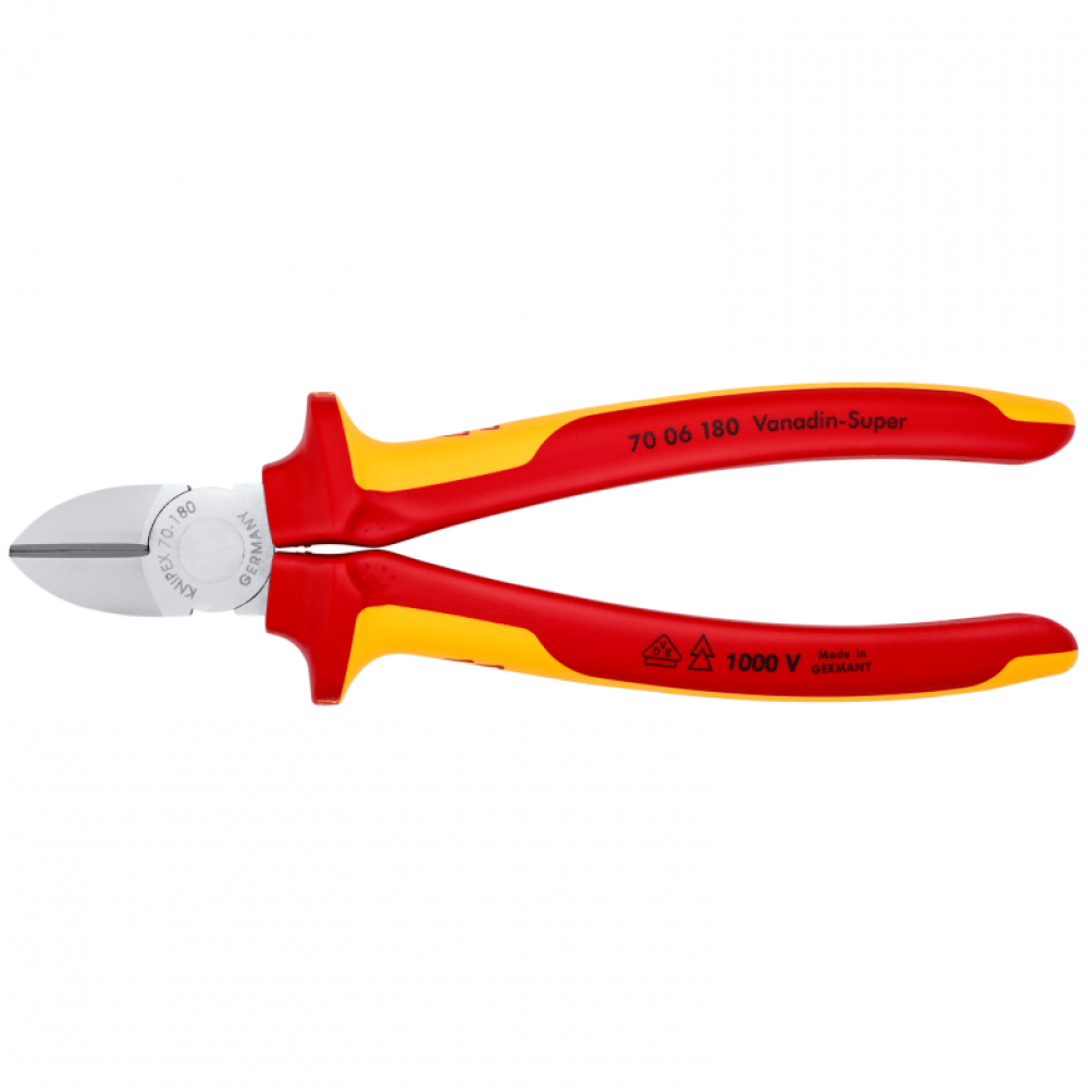 Кусачки бічні Knipex VDE (хромовані), 180 мм (70 06 180)