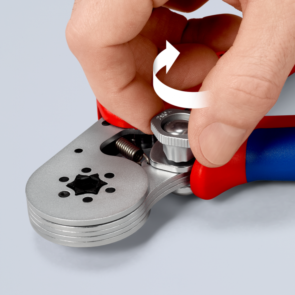 Інструмент для опресування контактних гільз Knipex, з автонастроюванням (97 55 14)