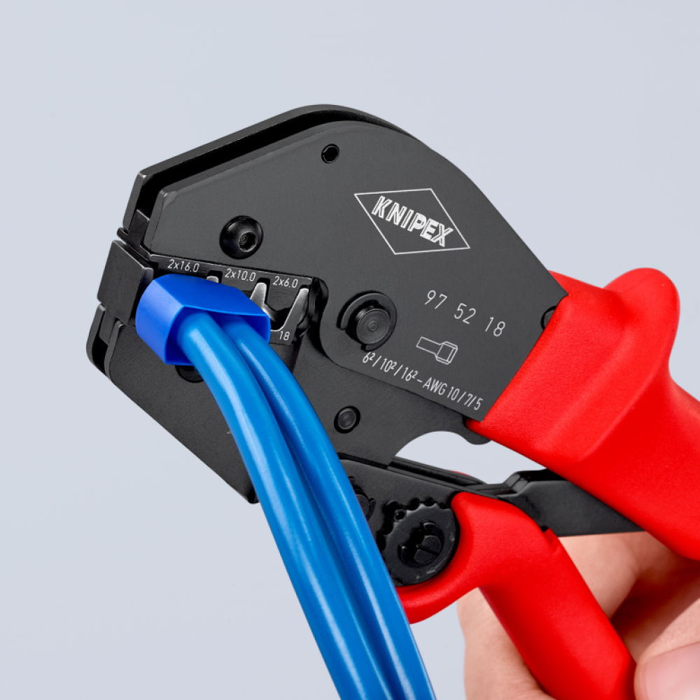 Пресс-клещи Knipex для опрессвки кабельных наконечников (0,25-6,0 мм²), L-250 мм (97 52 18)