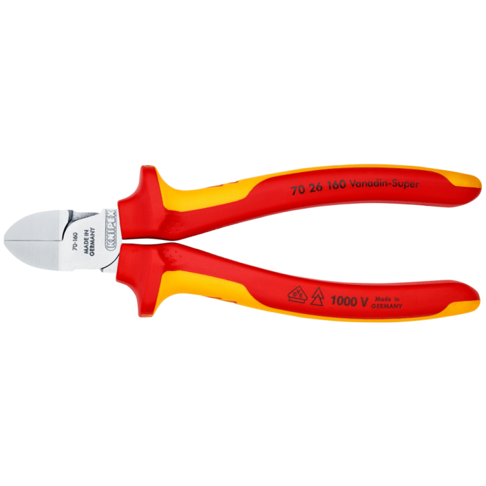 Кусачки бічні Knipex VDE (хромовані), 160 мм (70 26 160)
