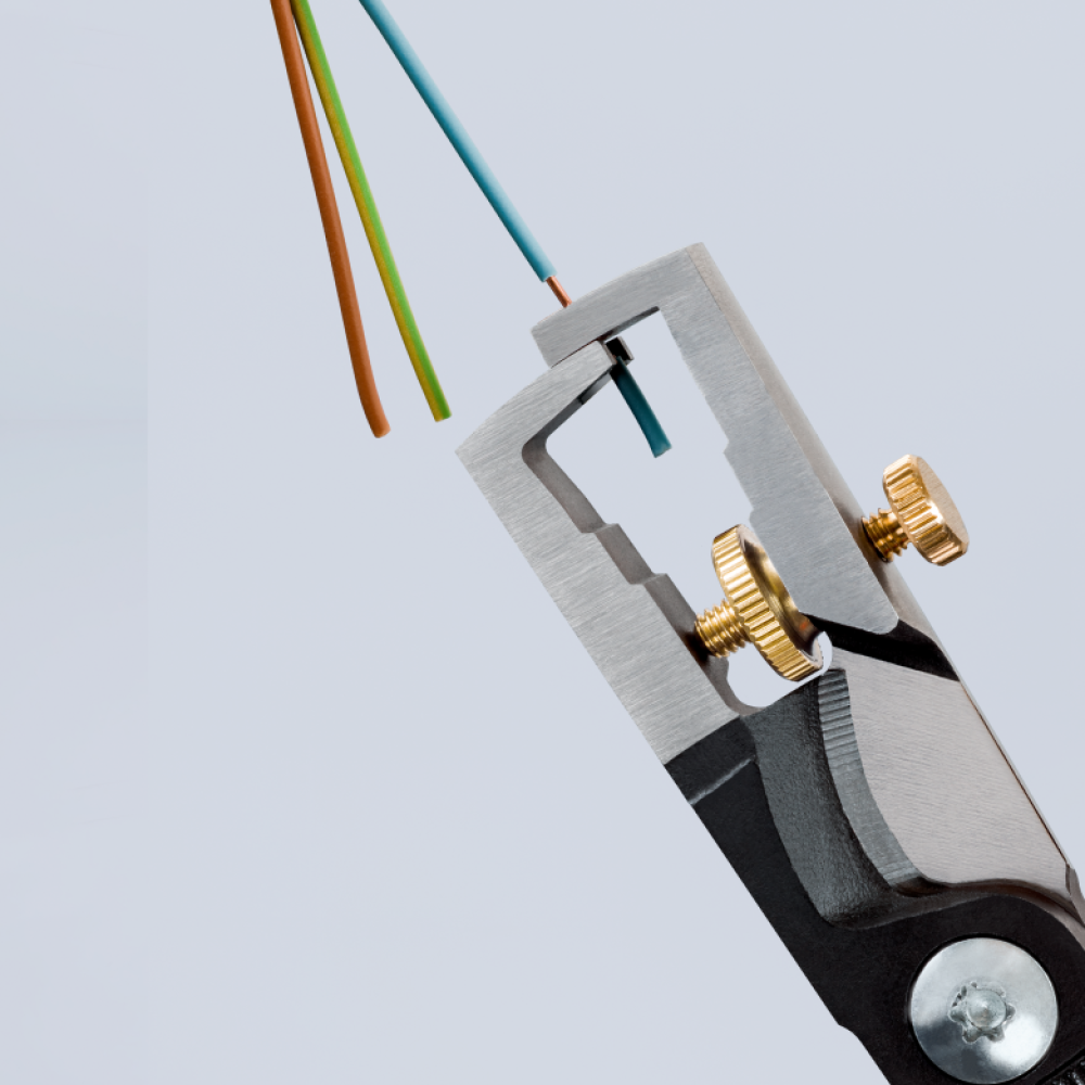 Клещи Knipex с накатанной головкой и контргайкой для удаления изоляции, с резаком StriX (13 62 180)