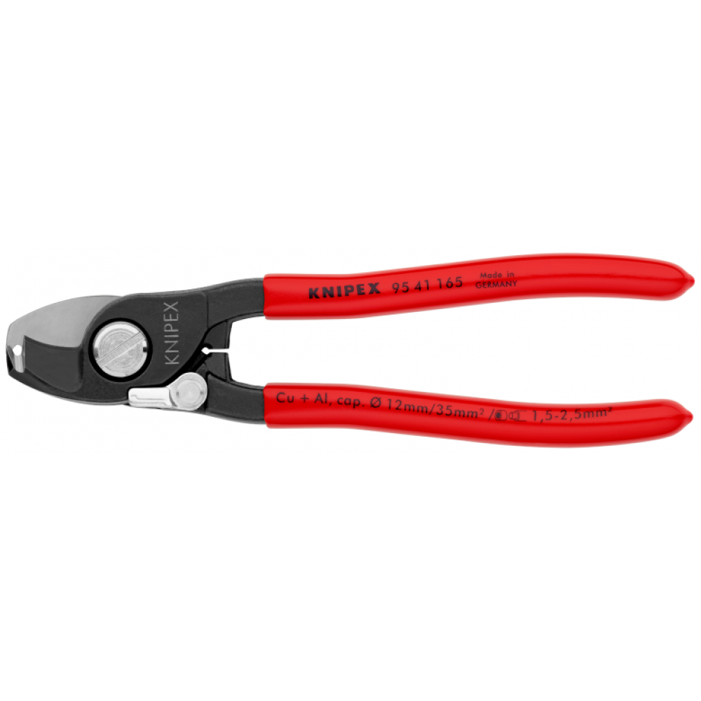 Ножиці Knipex для кабелю з функцією видалення ізоляції Ø 12 мм / 35 мм², 165 мм (95 41 165)