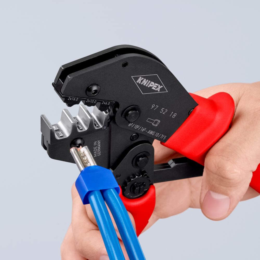 Пресс-клещи Knipex для опрессвки кабельных наконечников (0,25-6,0 мм²), L-250 мм (97 52 18)